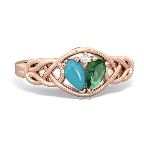 turquoise-lab emerald celtic knot ring