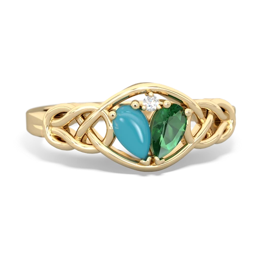 turquoise-lab emerald celtic knot ring