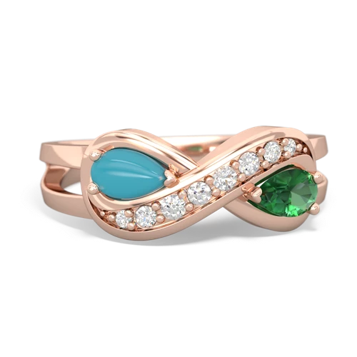 turquoise-lab emerald diamond infinity ring