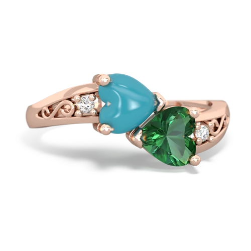 turquoise-lab emerald filligree ring