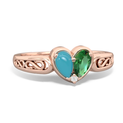 turquoise-lab emerald filligree ring