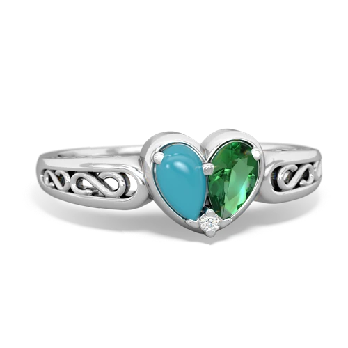 turquoise-lab emerald filligree ring