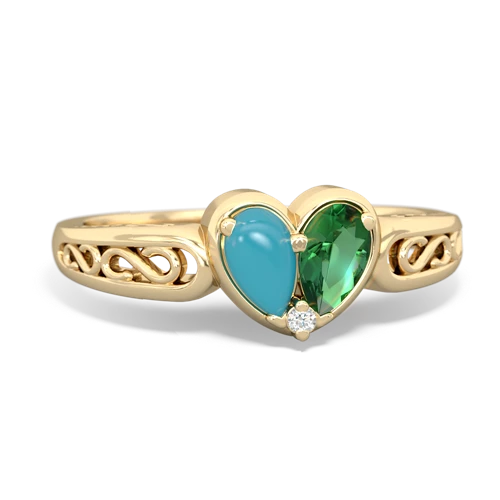 turquoise-lab emerald filligree ring