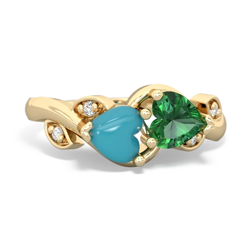 turquoise-lab emerald floral keepsake ring