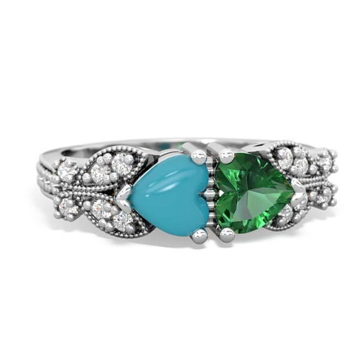 turquoise-lab emerald keepsake butterfly ring
