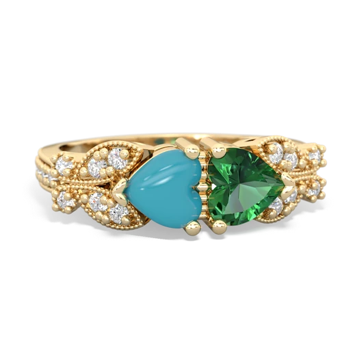 turquoise-lab emerald keepsake butterfly ring