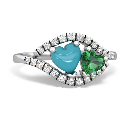 turquoise-lab emerald mother child ring