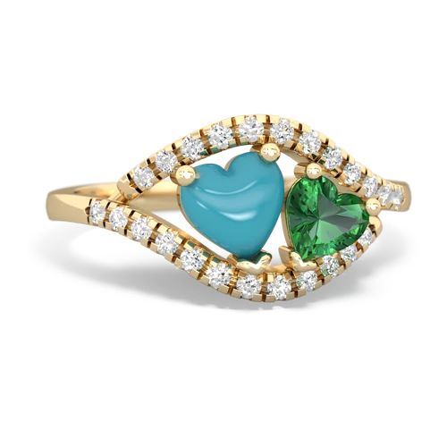 turquoise-lab emerald mother child ring