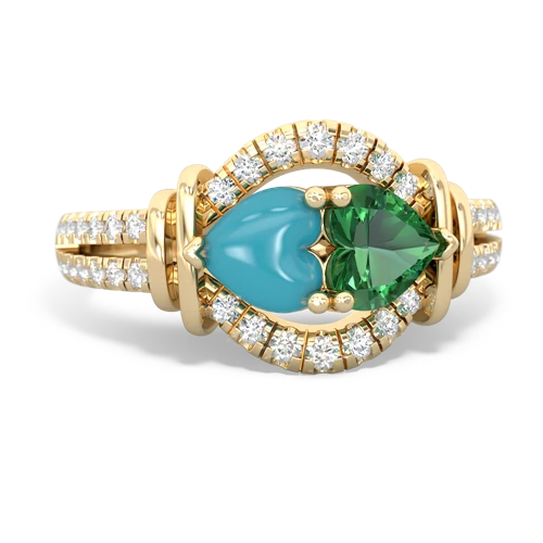 turquoise-lab emerald pave keepsake ring