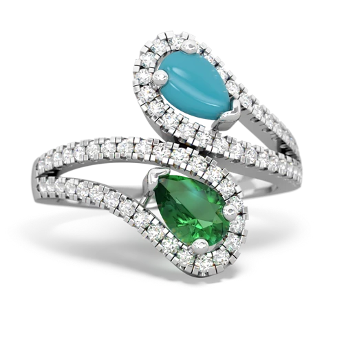 turquoise-lab emerald pave swirls ring