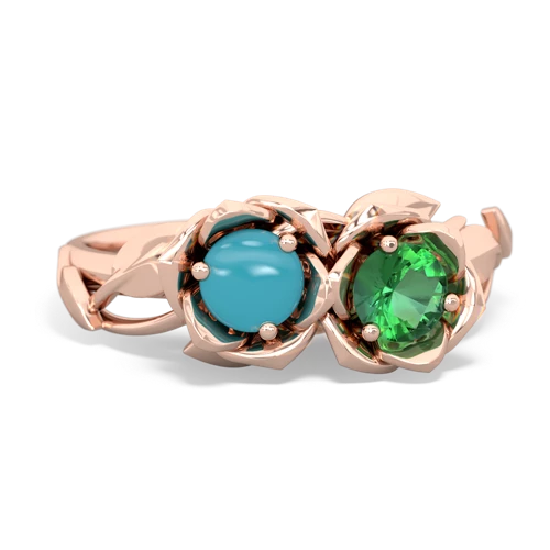 turquoise-lab emerald roses ring