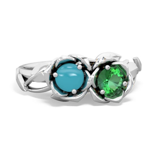 turquoise-lab emerald roses ring