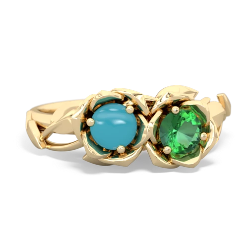 turquoise-lab emerald roses ring