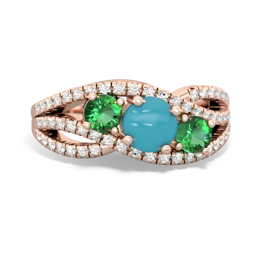 turquoise-lab emerald three stone pave ring