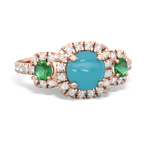 turquoise-lab emerald three stone regal ring