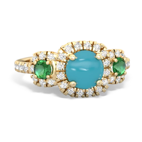 turquoise-lab emerald three stone regal ring