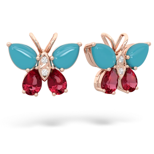 turquoise-lab ruby butterfly earrings