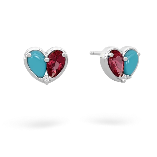 turquoise-lab ruby one heart earrings