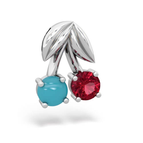 turquoise-lab ruby cherries pendant