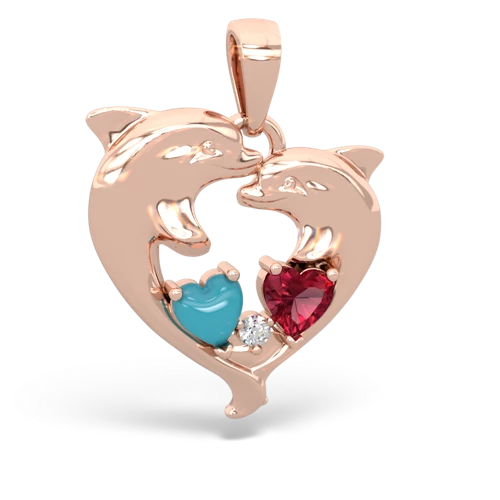 turquoise-lab ruby dolphins pendant