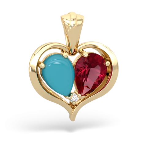 turquoise-lab ruby half heart whole pendant