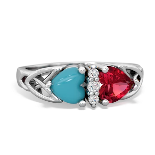 turquoise-lab ruby celtic ring