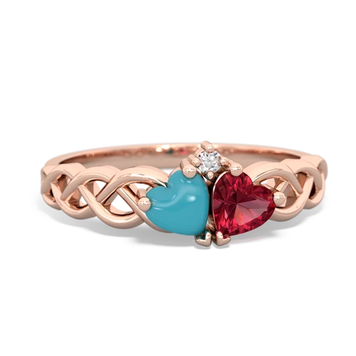 turquoise-lab ruby celtic braid ring