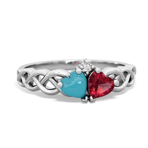 turquoise-lab ruby celtic braid ring
