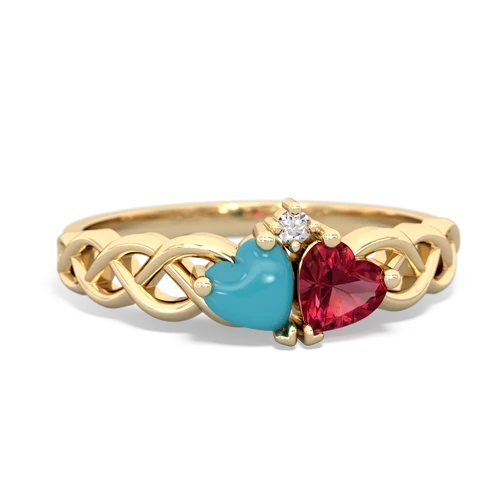 turquoise-lab ruby celtic braid ring