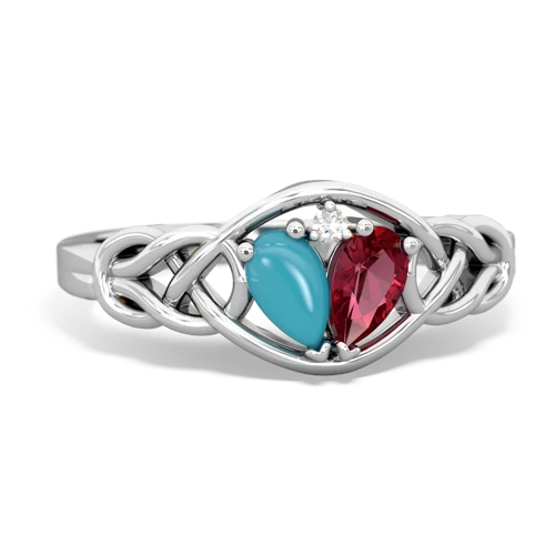 turquoise-lab ruby celtic knot ring