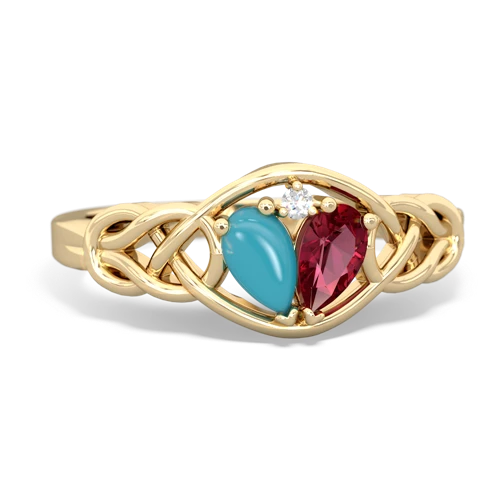 turquoise-lab ruby celtic knot ring