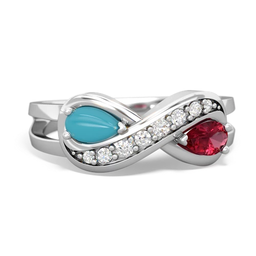 turquoise-lab ruby diamond infinity ring