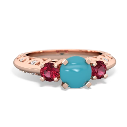 turquoise-lab ruby engagement ring