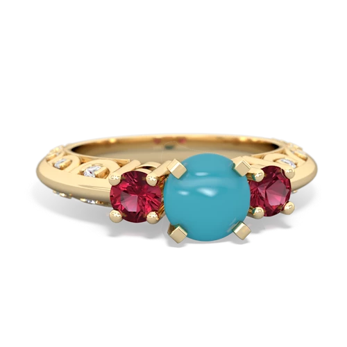 turquoise-lab ruby engagement ring