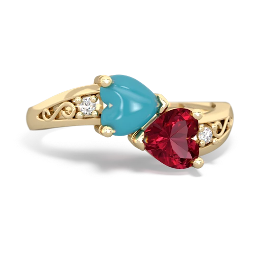 turquoise-lab ruby filligree ring