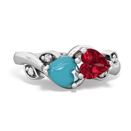 turquoise-lab ruby floral keepsake ring