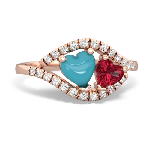 turquoise-lab ruby mother child ring
