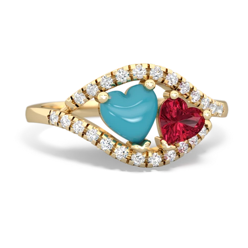 turquoise-lab ruby mother child ring