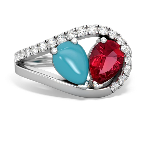 turquoise-lab ruby pave heart ring