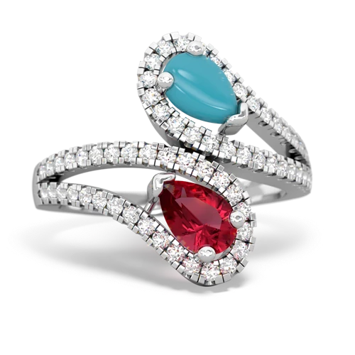 turquoise-lab ruby pave swirls ring