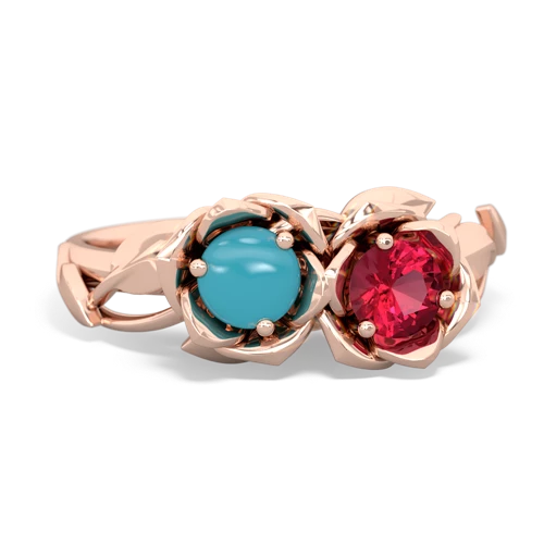 turquoise-lab ruby roses ring