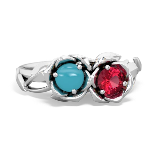 turquoise-lab ruby roses ring