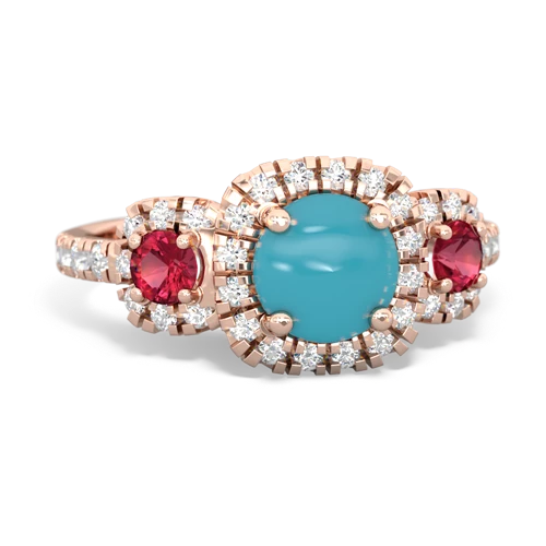 turquoise-lab ruby three stone regal ring