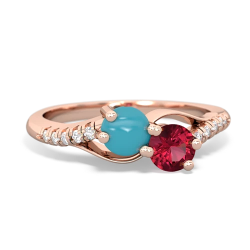 turquoise-lab ruby two stone infinity ring