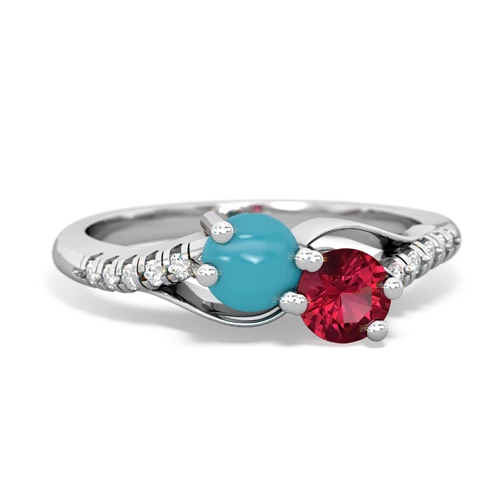 turquoise-lab ruby two stone infinity ring