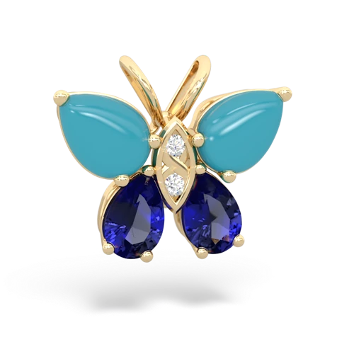 turquoise-lab sapphire butterfly pendant