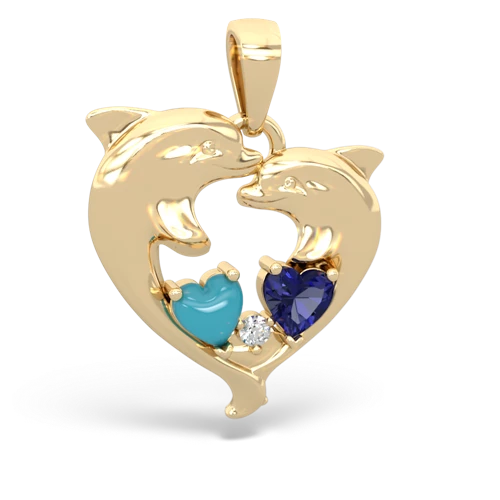 turquoise-lab sapphire dolphins pendant