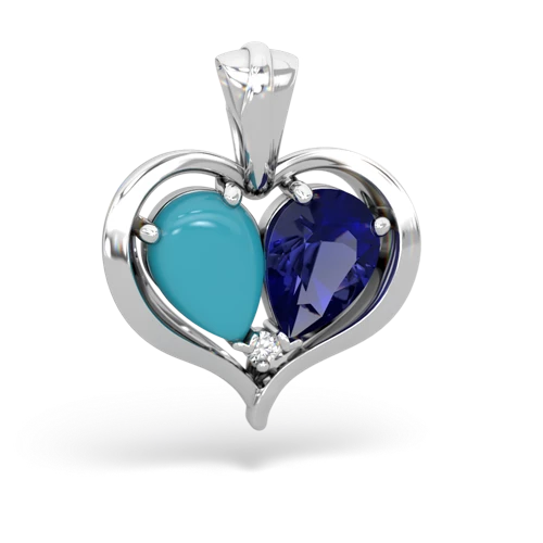 turquoise-lab sapphire half heart whole pendant