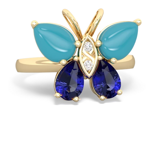 turquoise-lab sapphire butterfly ring