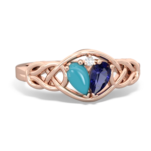 turquoise-lab sapphire celtic knot ring